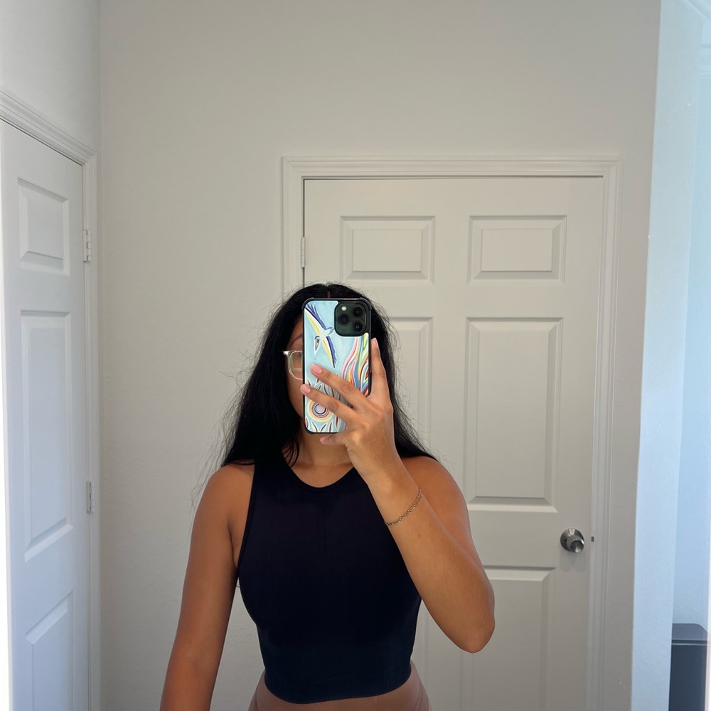Gymshark Black Fitted Crop Tank Top